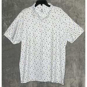 Deolax Mens XL Golf Polo Cocktail Print Stretch Short Sleeve Collared Shirt